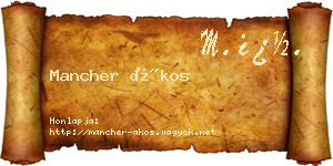 Mancher Ákos névjegykártya