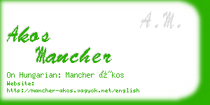 akos mancher business card